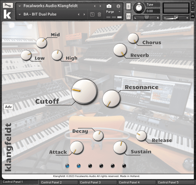 Klangfeldt Synthesizer main controls